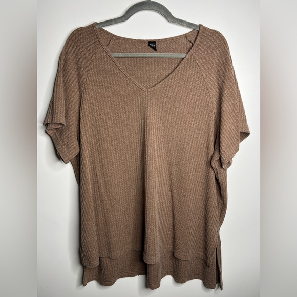 SHEIN Tops - SHEIN CURVE V Neck Knit Brown Shirt